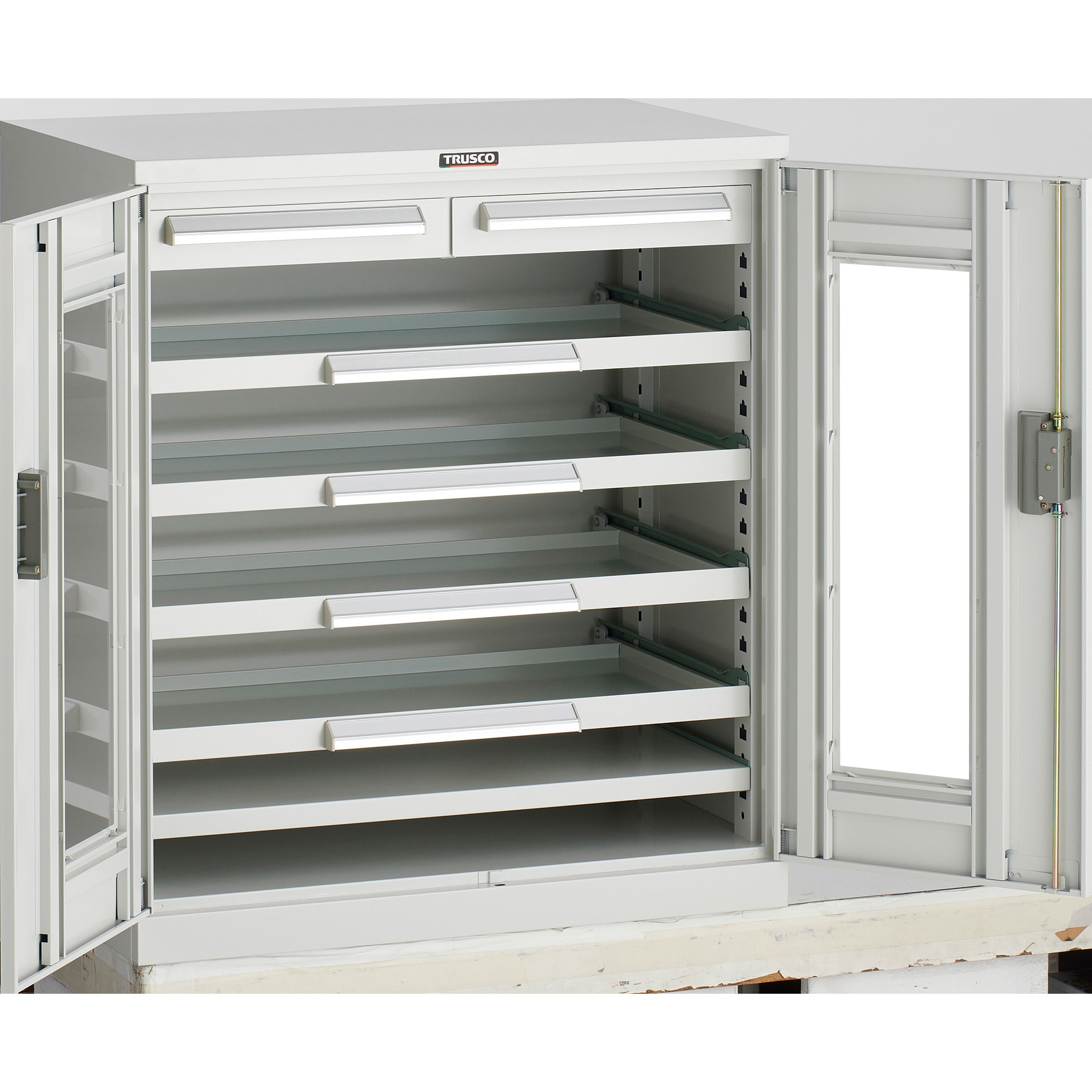 DX-33AG-W 工具キャビネット”DX型”(ホワイト) スライド棚・アクリル扉