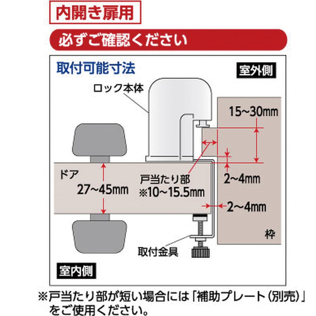No.560S 内開き扉用 室内錠 1セット ガードロック 【通販モノタロウ】