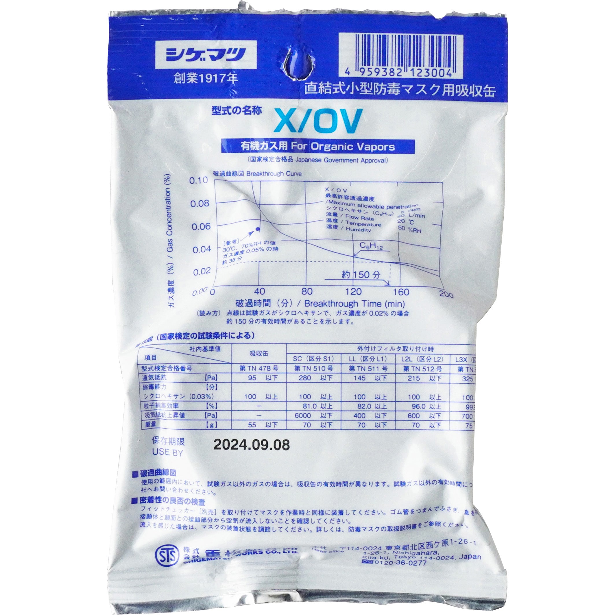 X/OV Xシリーズ吸収缶 重松製作所 有機ガス 1個 - 【通販