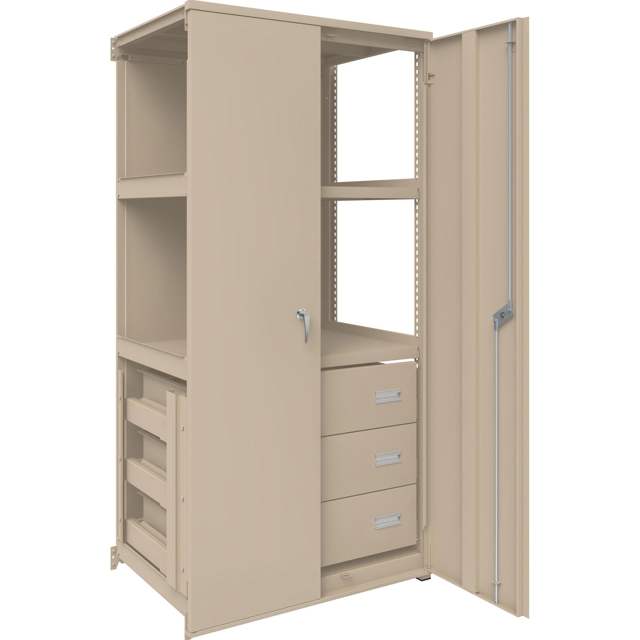 M2-6364-HM63-SDB 軽中量ボルトレス棚”M2型”(パネル・扉・引出し付・200kgタイプ、高さ1800mm)連結型 TRUSCO ネオグレー色 4(天地段数 ※天板・底板含む) 連結型・浅型3段  M2-6364-HM63-SDB