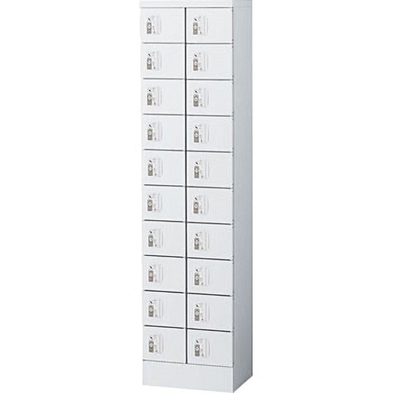 KLKW-20-R KLKW小物入れロッカー コインリターン錠 生興 ホワイト色 20人用 幅400mm奥行300mm高さ1600mm