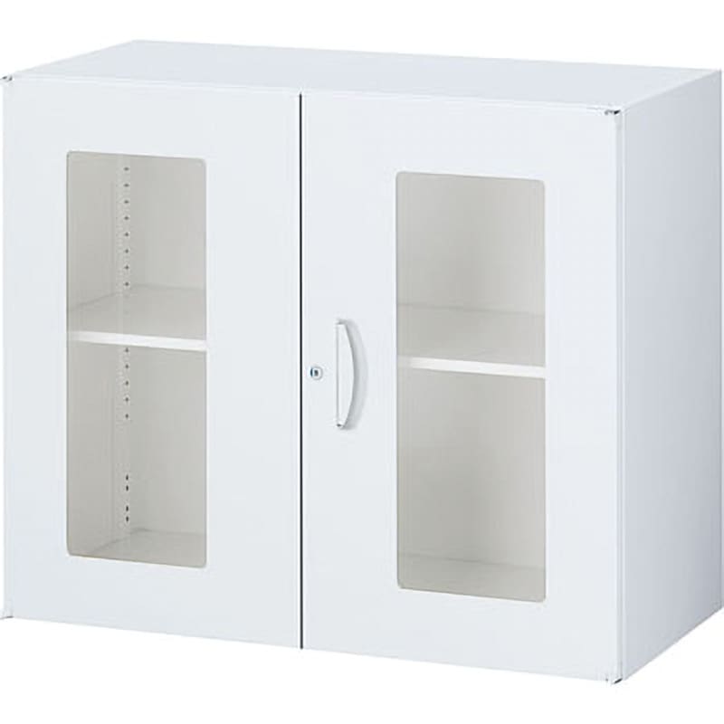 RW45-07HG RW45システム収納庫 ガラス窓付両開き(2段タイプ) 生興 寸法900×450×750mm ホワイト色
