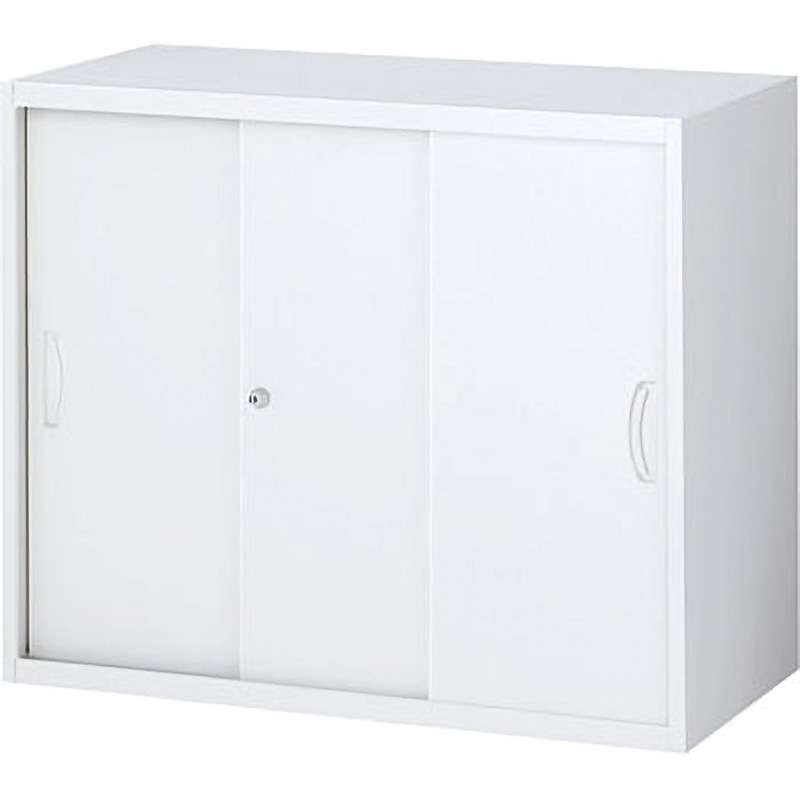 RW4-307S RW4システム収納庫 スチール3枚引戸(2段タイプ) 生興 ホワイト色 (取手)シリンダー表示錠