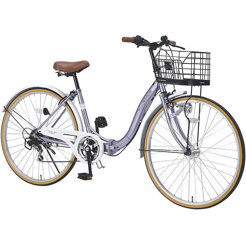 MC509-LA 26インチ折りたたみシティサイクル シマノ製6段変速 かご LEDオートライト リング錠 MC509 MYPALLAS ラベンダーパール色