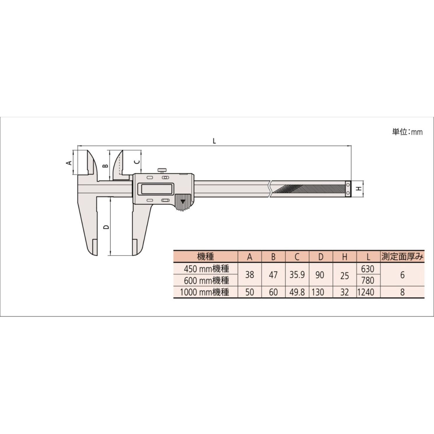 CD-60C(ミツトヨ実施校正書・トレーサビリティ体系図付) 長尺ABSデジ 