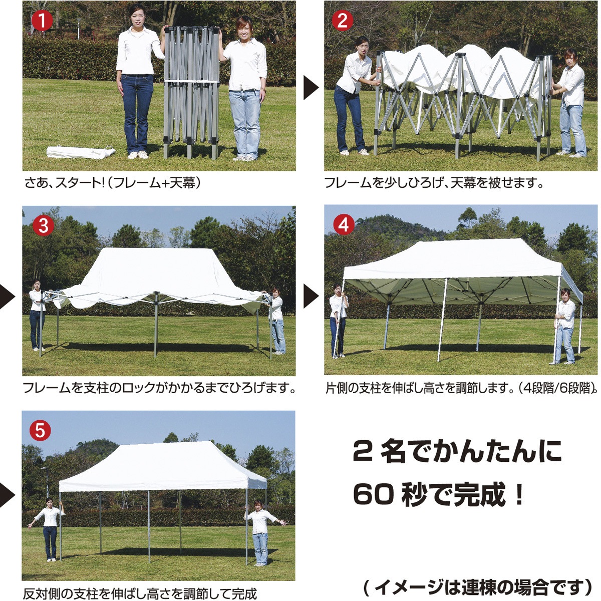 32-8658 オールアルミ60秒ワンタッチテント ササガワ 幅3.6m奥行1.8m