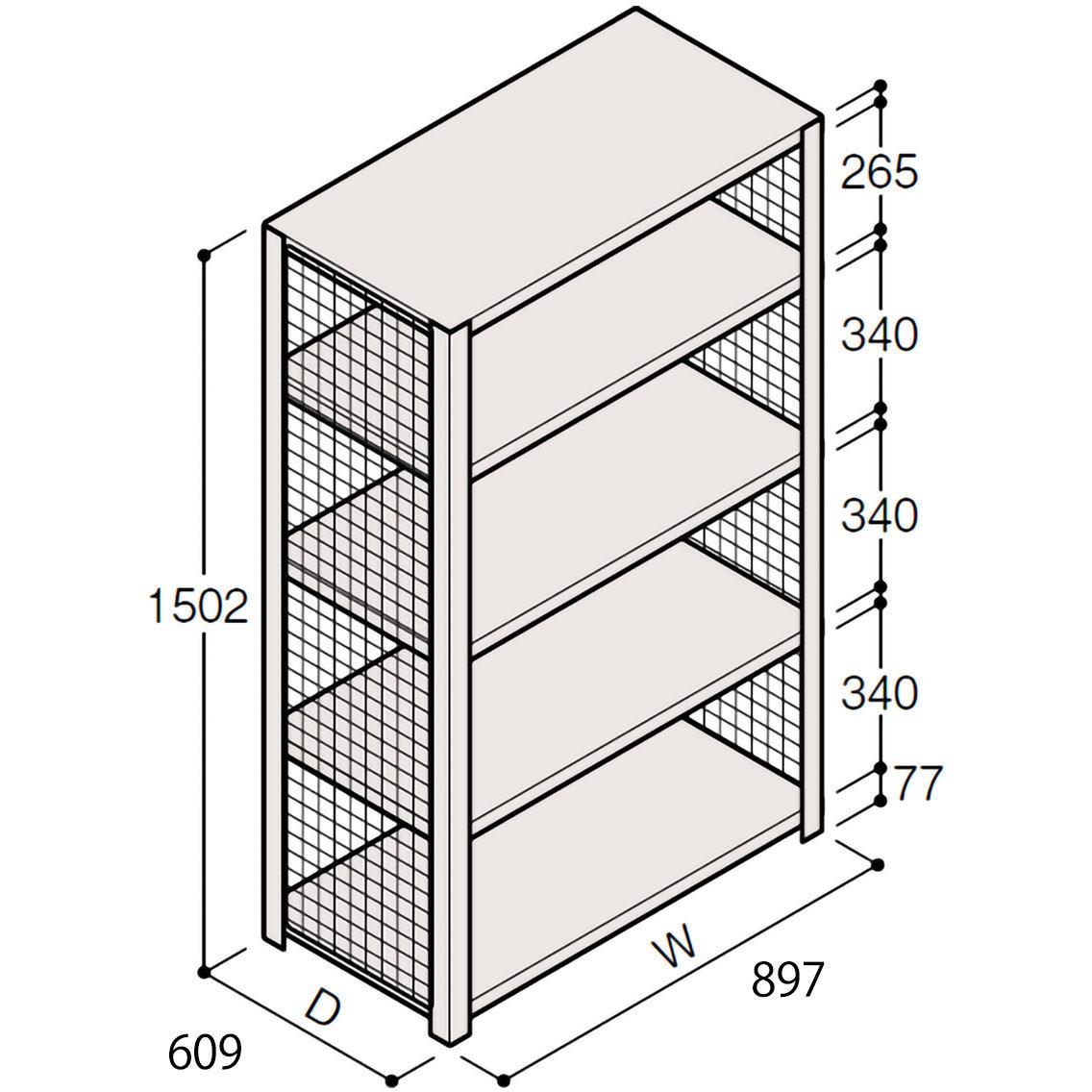 ERR-353640-W7 軽量棚ERR金網型H1500＜配送時組立サービス付＞ イトーキ 幅900mm奥行900mm高さ600mm  ERR-353640-W7