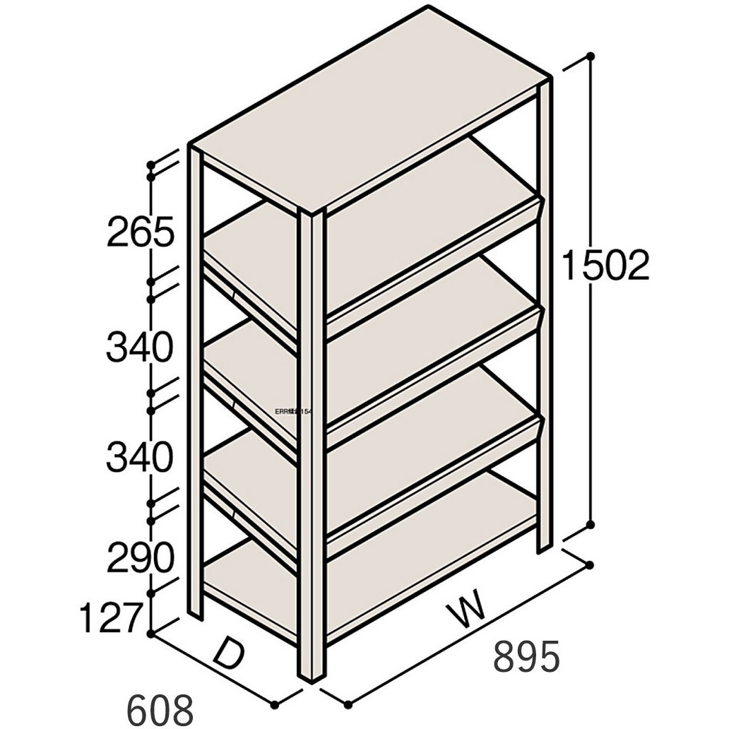 ERR-453640-W7 軽量棚ERR傾斜型H1500＜配送時組立サービス付＞ イトーキ 幅900mm奥行900mm高さ600mm  ERR-453640-W7