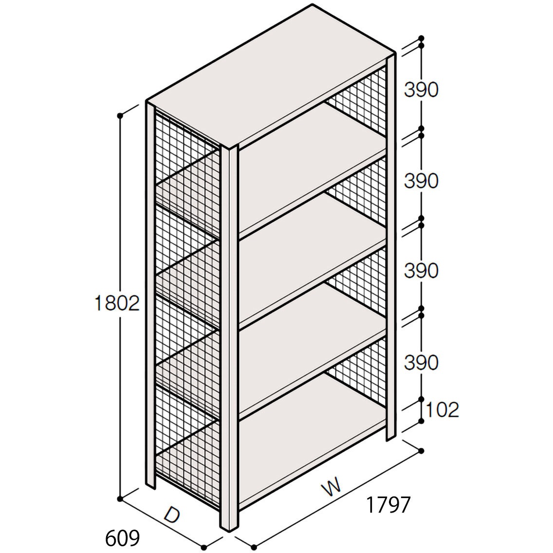 ERR-366640-W7 軽量棚ERR金網型H1800＜配送時組立サービス付＞ イトーキ 幅1800mm奥行1800mm高さ600mm  ERR-366640-W7