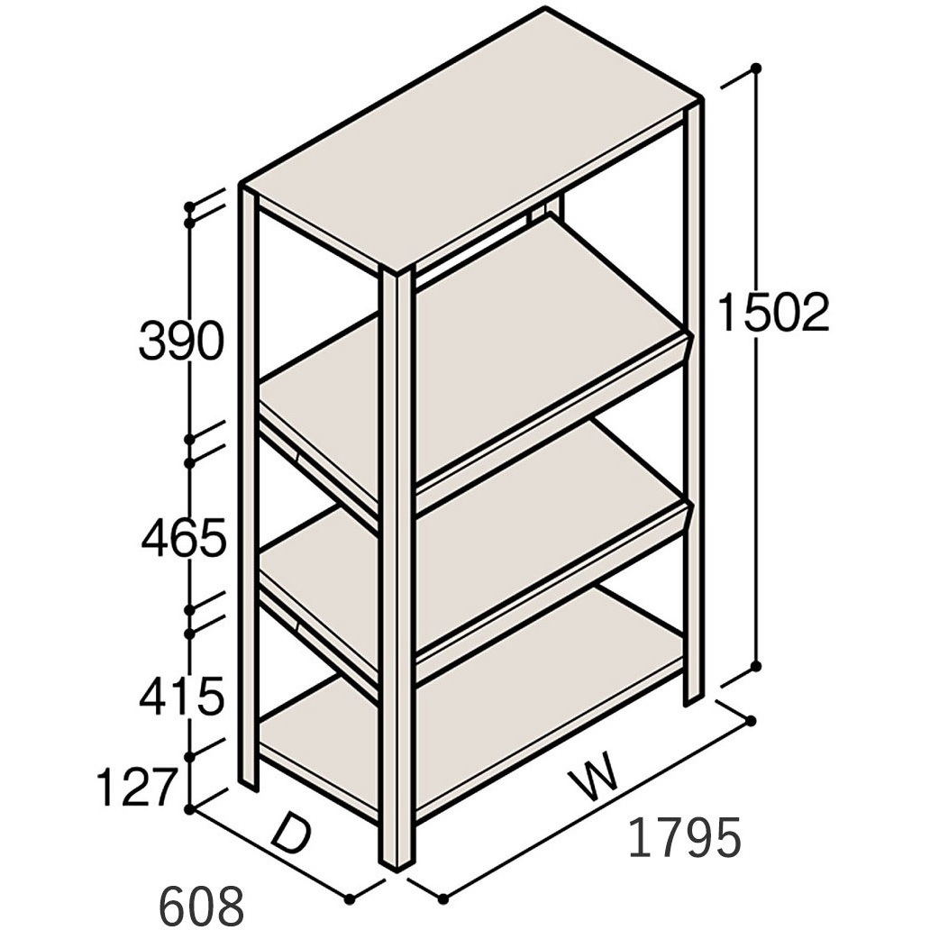 ERR-456630-W7 軽量棚ERR傾斜型H1500＜配送時組立サービス付＞ イトーキ 幅1800mm奥行1800mm高さ600mm  ERR-456630-W7