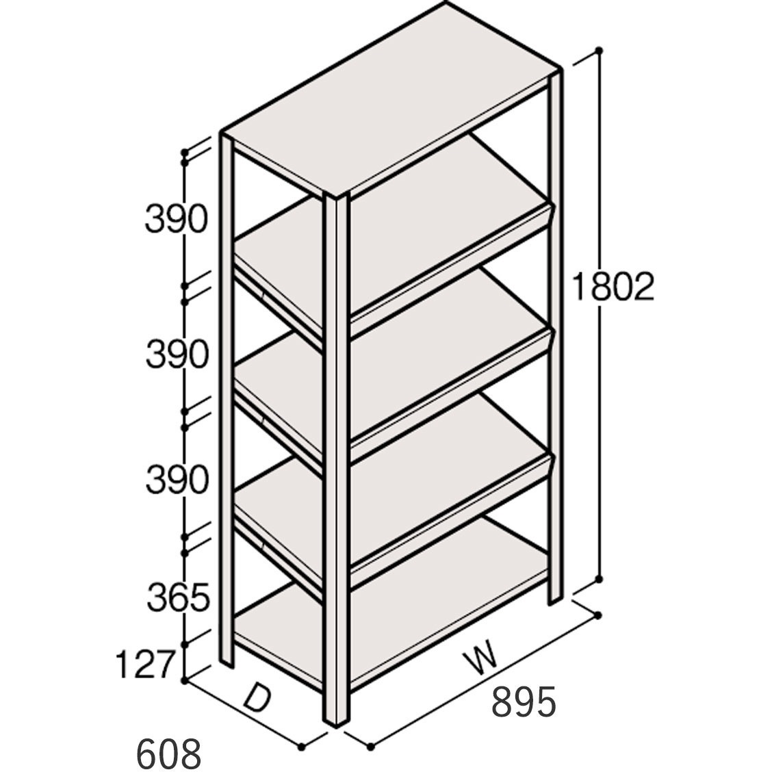 ERR-463640-W7 軽量棚ERR傾斜型H1800＜配送時組立サービス付＞ イトーキ 幅900mm奥行900mm高さ600mm  ERR-463640-W7