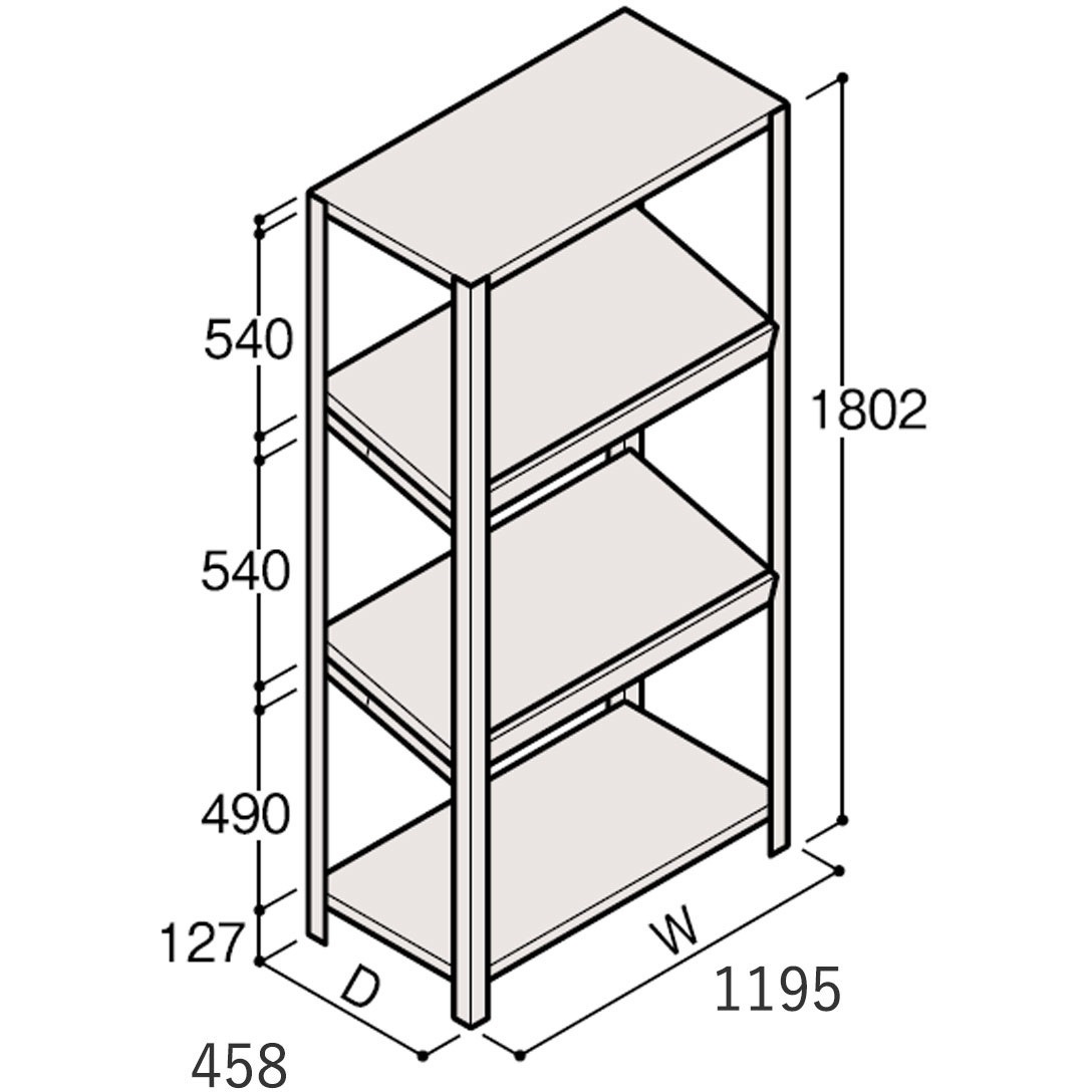 ERR-464430-W7 軽量棚ERR傾斜型H1800＜配送時組立サービス付＞ イトーキ 幅1200mm奥行1200mm高さ450mm  ERR-464430-W7