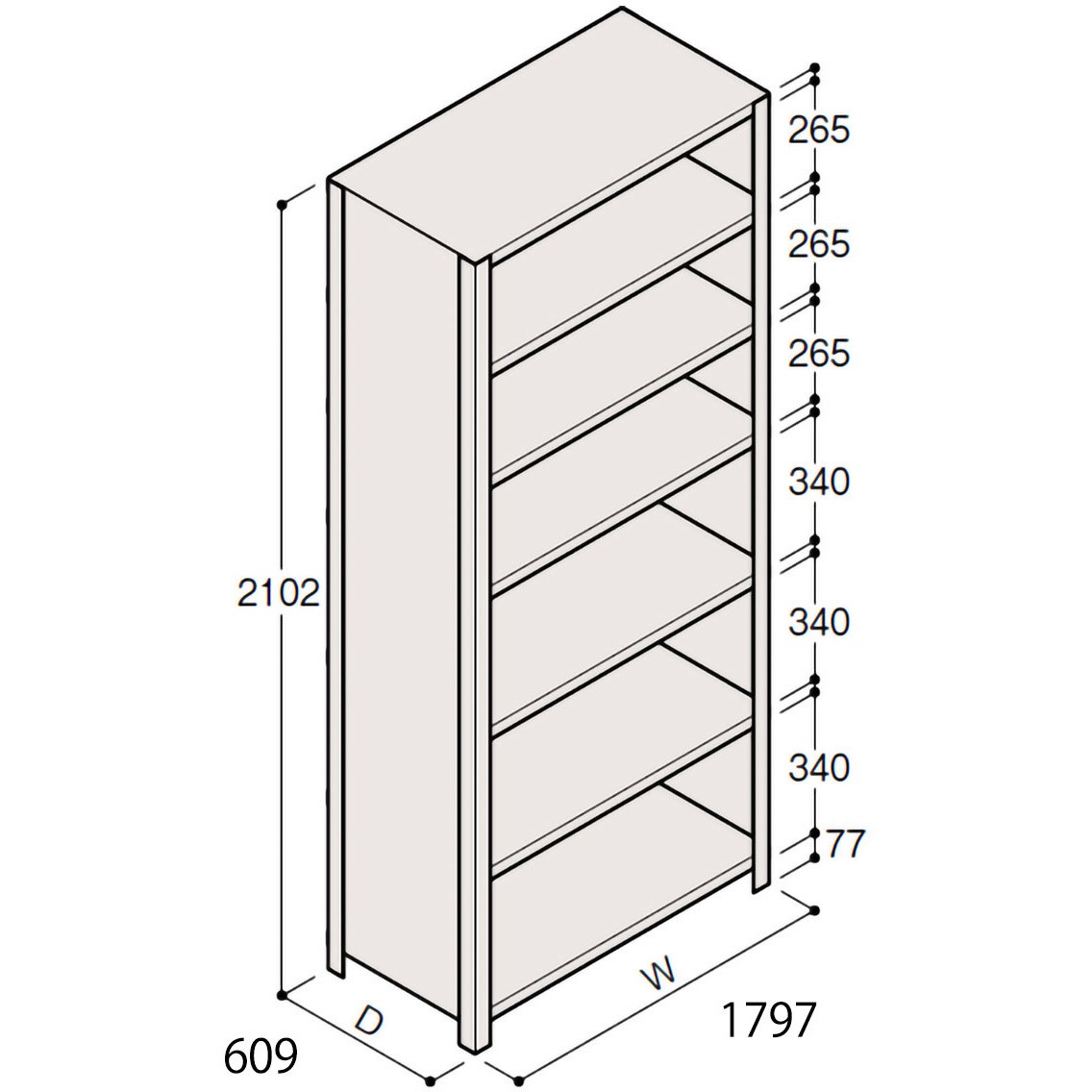 ERR-276660-W7 軽量棚ERR密閉型H2100＜配送時組立サービス付＞ イトーキ 幅1800mm奥行1800mm高さ600mm  ERR-276660-W7