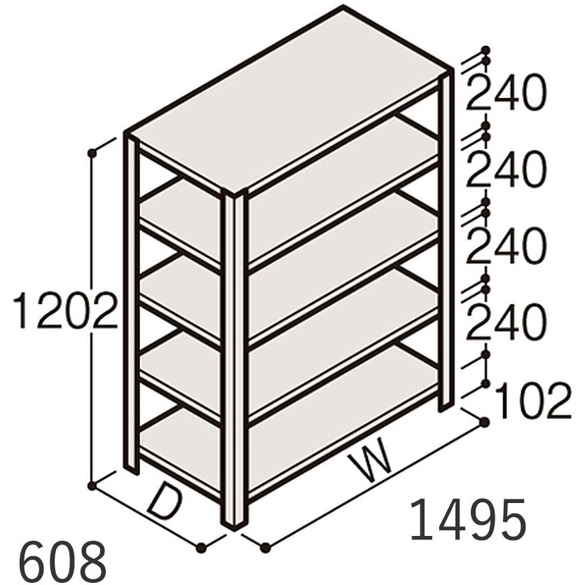 ERR-145640-W7 軽量棚ERR開放型H1200＜配送時組立サービス付＞ イトーキ 外形寸法1500×600×1200mm  ERR-145640-W7 42,887円