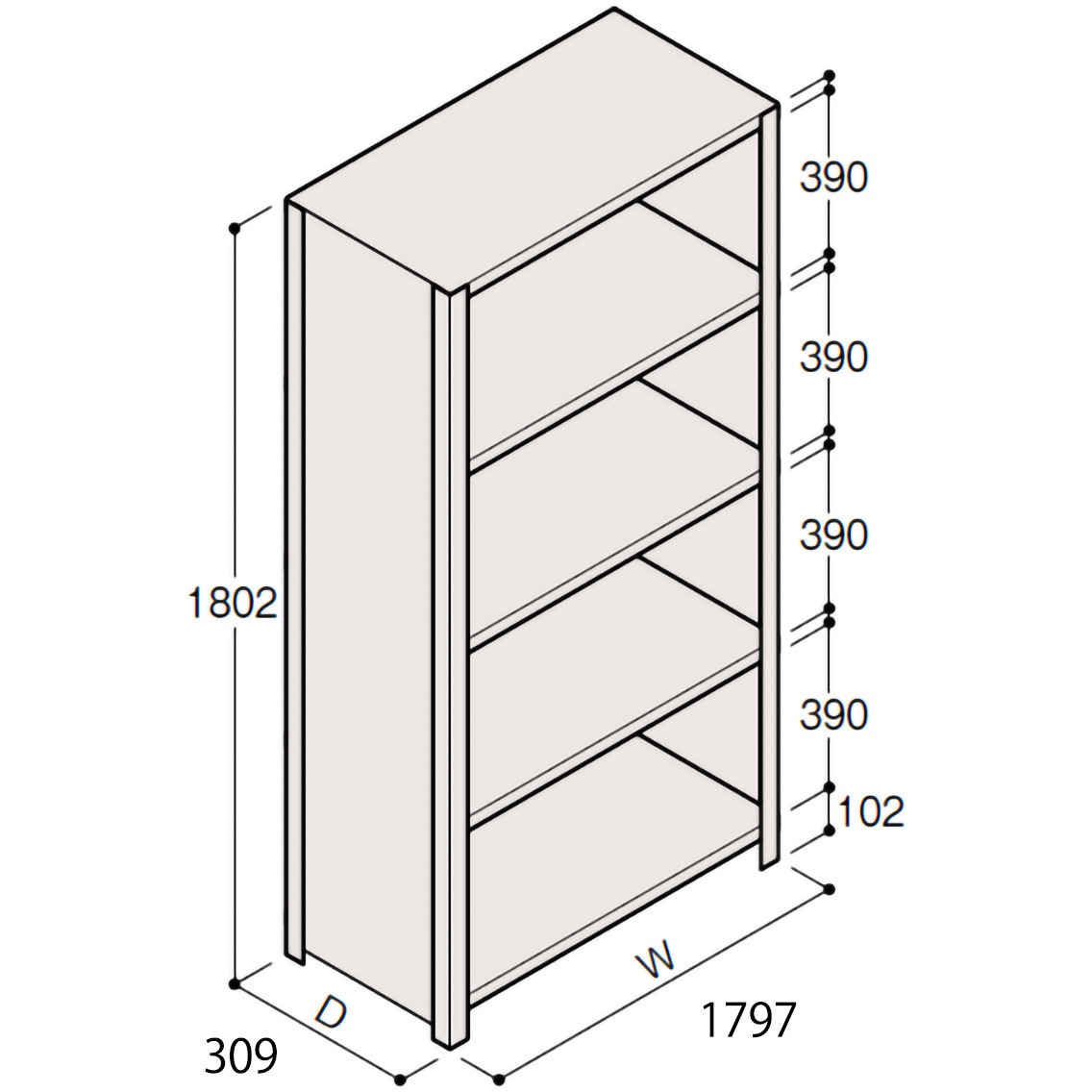 ERR-266340-W7 軽量棚ERR密閉型H1800＜配送時組立サービス付＞ イトーキ 幅1800mm奥行1800mm高さ300mm  ERR-266340-W7
