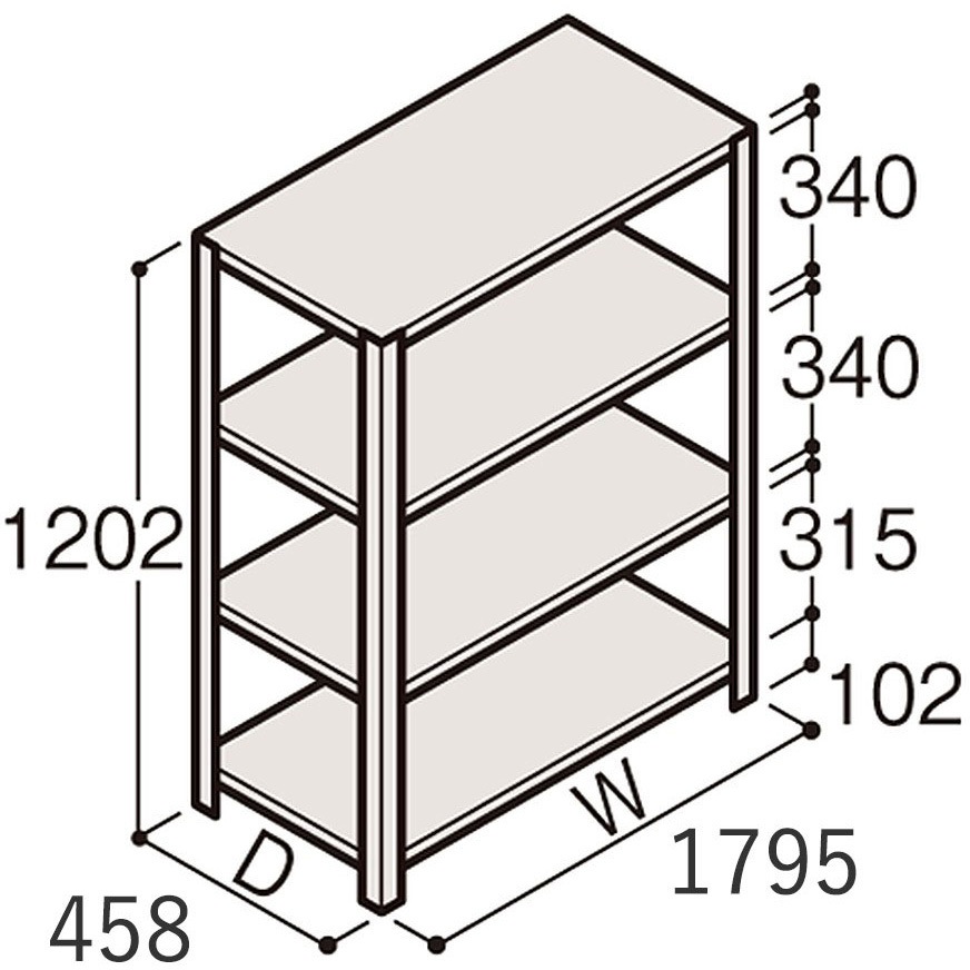 ERR-146430-W7 軽量棚ERR開放型H1200＜配送時組立サービス付＞ イトーキ 外形寸法1800×450×1200mm  ERR-146430-W7 32,487円