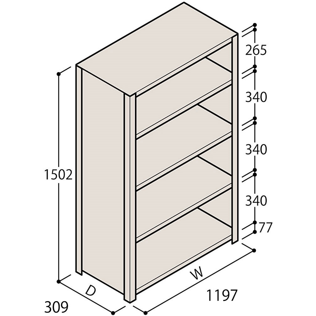 ERR-254340-W7 軽量棚ERR密閉型H1500＜配送時組立サービス付＞ イトーキ 外形寸法1200×300×1500mm  ERR-254340-W7