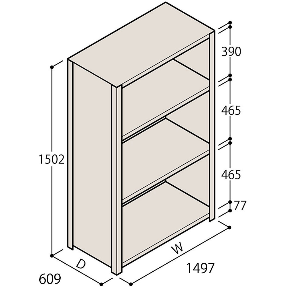 ERR-255630-W7 軽量棚ERR密閉型H1500＜配送時組立サービス付＞ イトーキ 外形寸法1500×600×1500mm  ERR-255630-W7