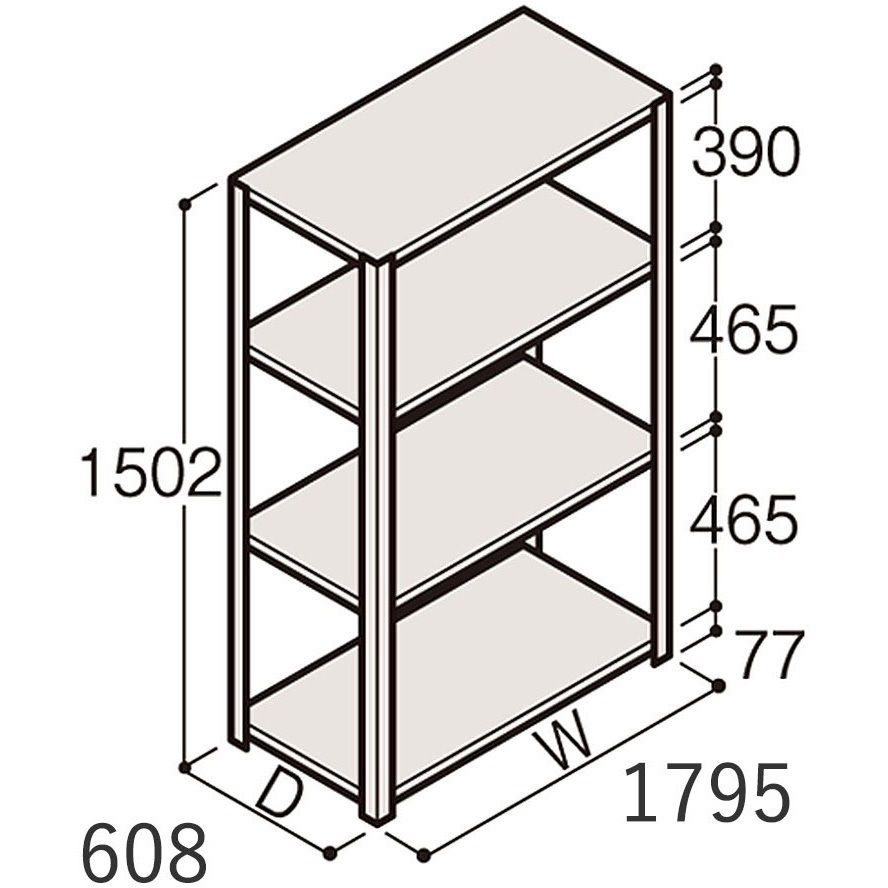 ERR-156630-W7 軽量棚ERR開放型H1500＜配送時組立サービス付＞ イトーキ 外形寸法1800×600×1500mm  ERR-156630-W7