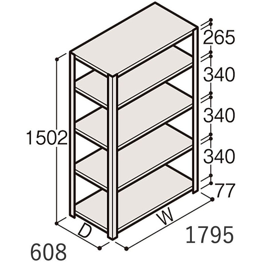 ERR-156640-W7 軽量棚ERR開放型H1500＜配送時組立サービス付＞ イトーキ 外形寸法1800×600×1500mm  ERR-156640-W7