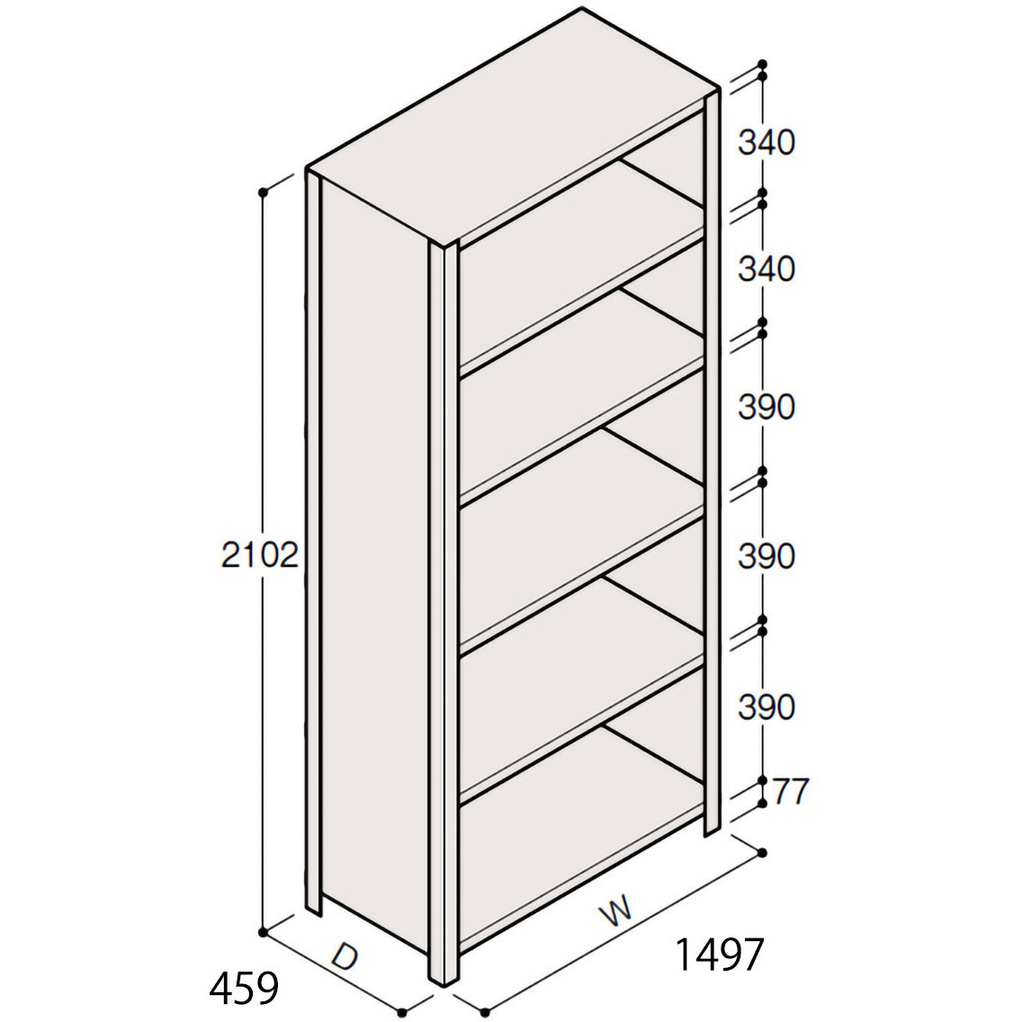 ERR-275450-W7 軽量棚ERR密閉型H2100＜配送時組立サービス付＞ イトーキ 幅1500mm奥行1500mm高さ450mm  ERR-275450-W7