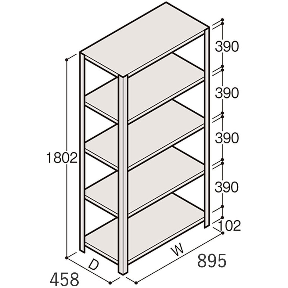 ERR-163440-W7 軽量棚ERR開放型H1800＜配送時組立サービス付＞ イトーキ 外形寸法900×450×1800mm  ERR-163440-W7