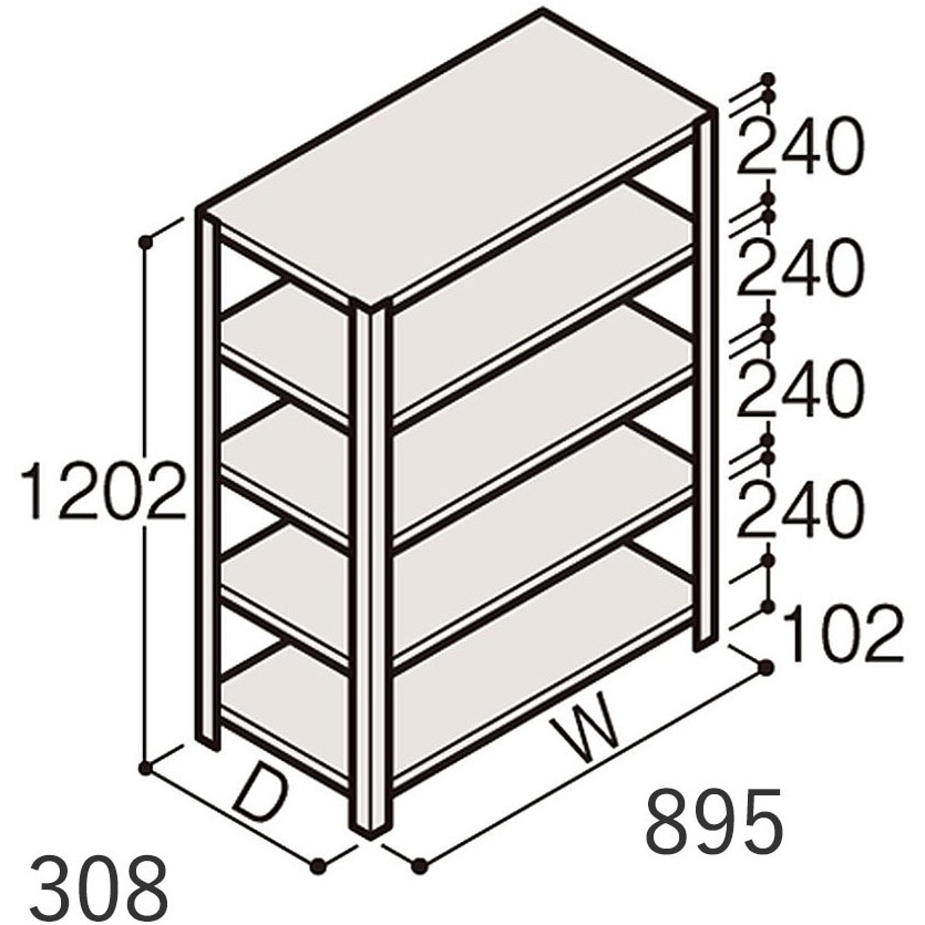 ERR-143340-W7 軽量棚ERR開放型H1200＜配送時組立サービス付＞ イトーキ 外形寸法900×300×1200mm  ERR-143340-W7
