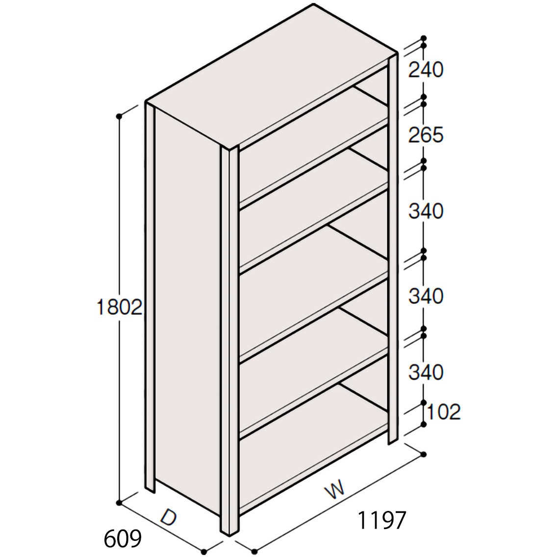 ERR-264650-W7 軽量棚ERR密閉型H1800＜配送時組立サービス付＞ イトーキ 幅1200mm奥行1200mm高さ600mm  ERR-264650-W7