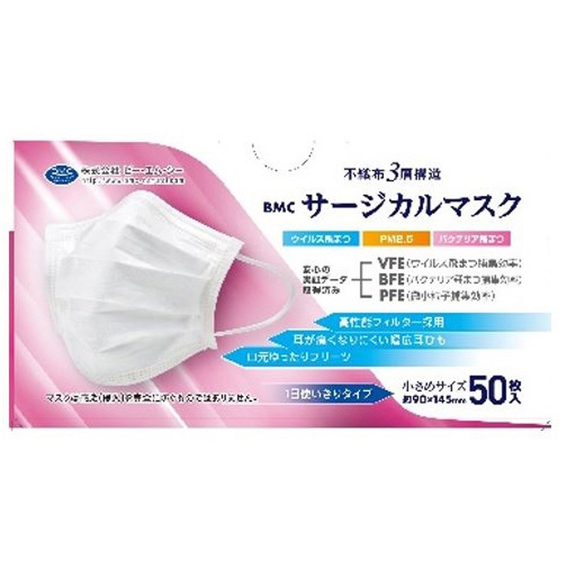BMC サージカルマスク 50枚 1ケース(50箱) ビー・エム・シー 【通販モノタロウ】