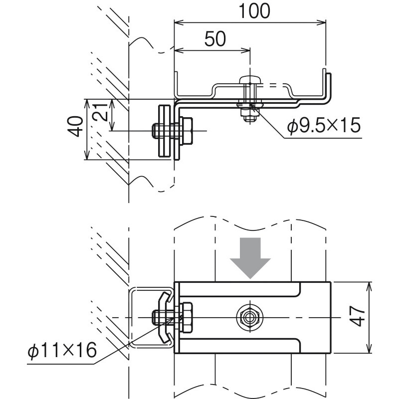 Z-QRS4N 立上りラック支持金具 ネグロス電工 1個 Z-QRS4N 【通販
