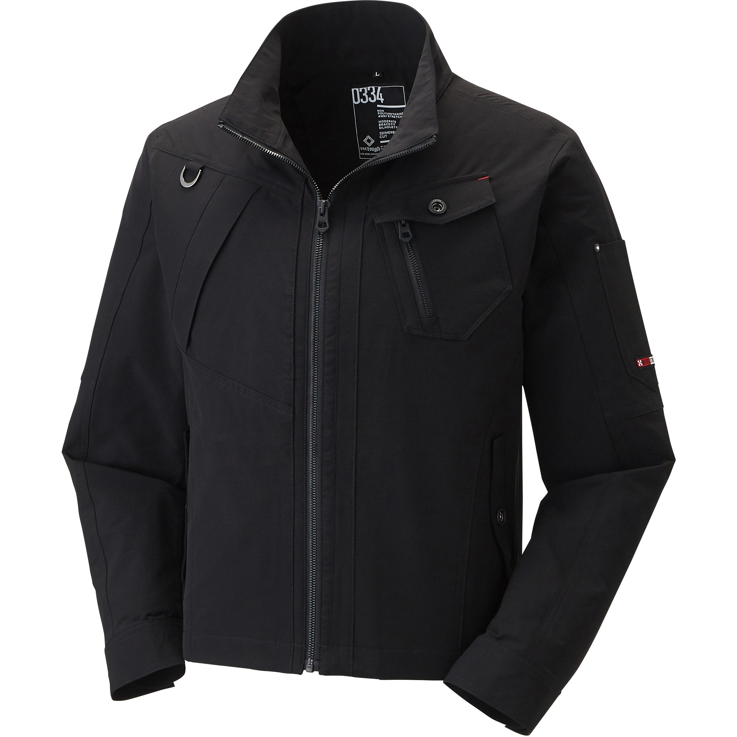 0334 ダブルストレッチジャケット 0334 アタックベース 名入れ可 ポリエステル100% ブラック色 M着丈59.5cm