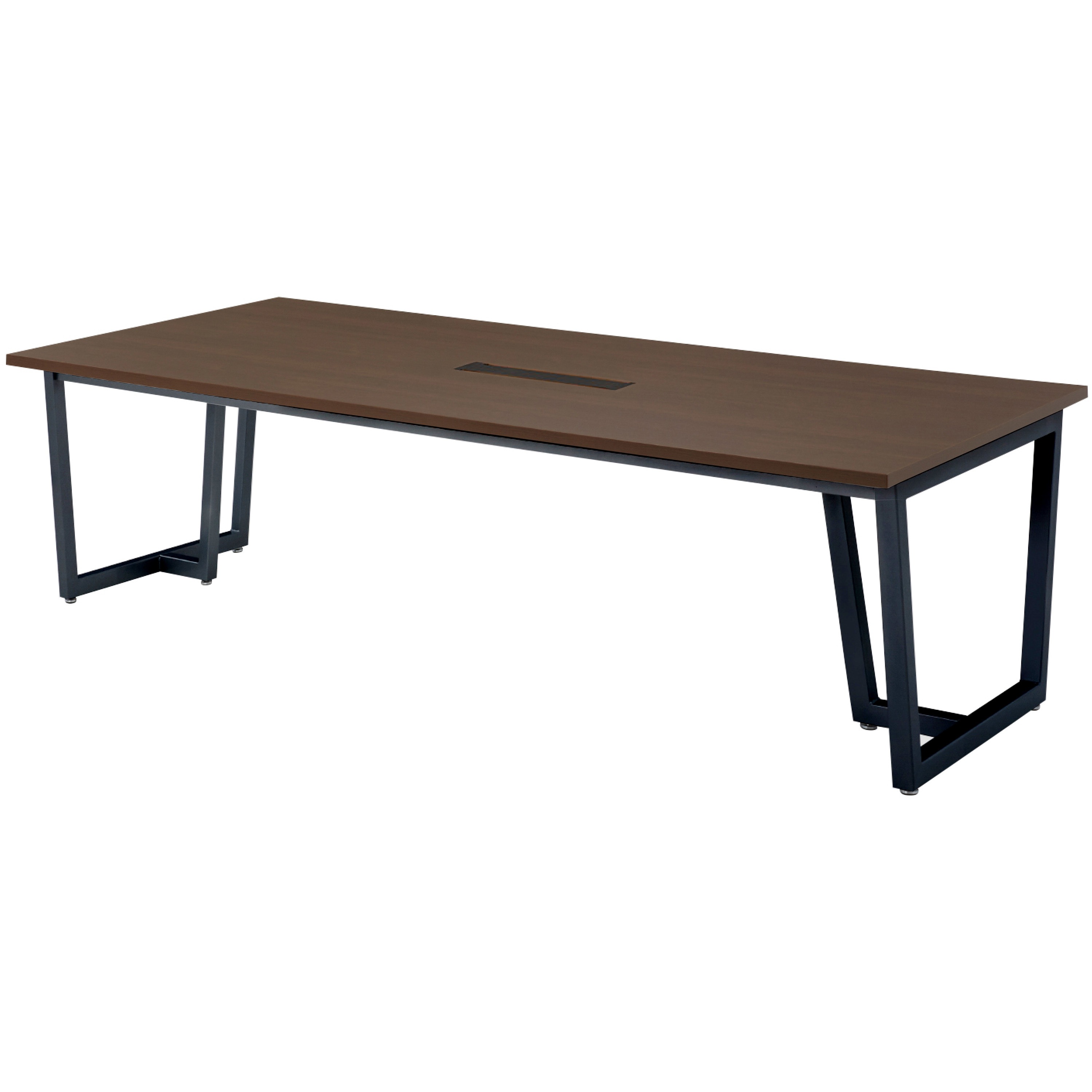 JP-B2412W-WN ミーティングテーブル ニシキ工業 ワイヤリングボックスタイプ アジャスター付き ウォールナット色  JP-B2412W-WN