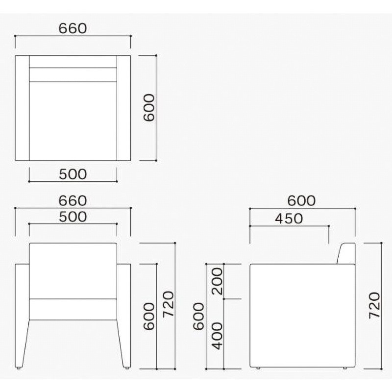 BR-RV-1P リバーシ(一人掛け用ベンチ・ソファ・チェアー) オモイオ (omoio) 幅660mm奥行600mm高さ720mm  BR-RV-1P 84,980円