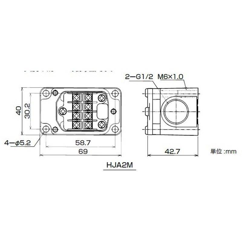 HJA2M 端子ボックス 三桂製作所 幅69mm奥行40mm高さ42.7mm HJA2M