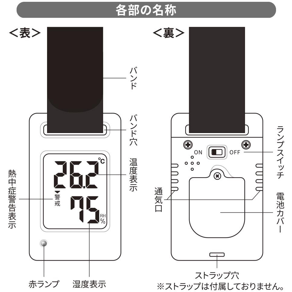 TEM-801-W 熱中症警告付きポータブル温湿度計 1個 オーム電機