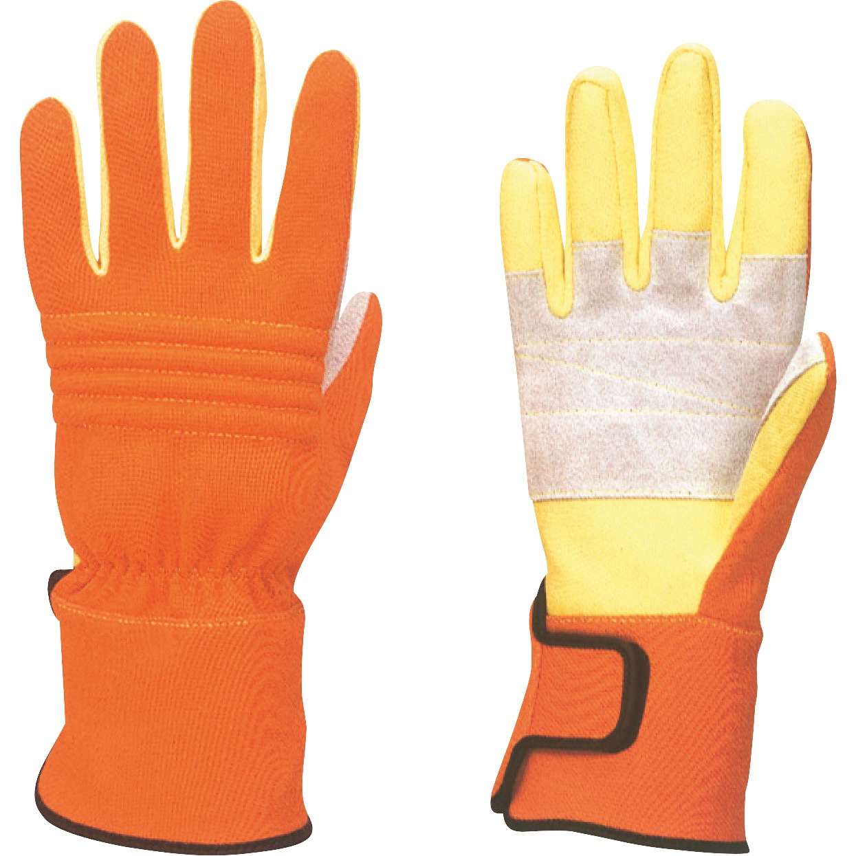 KC30-OL 耐切創手袋”ケブラーKC-30 消防用セラミックレザー手袋” トワロン 耐切創性3/B イエロー/オレンジ色 サイズL  KC30-OL