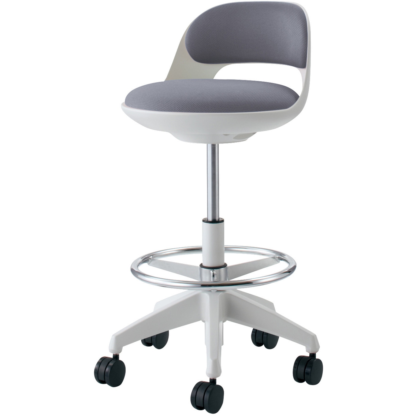 CR-FGP542E1G9E3-W 作業用イス ココット ハイタイプ サポートシェルタイプ (配送・組立サービス付き) コクヨ ナイロンキャスター (座面)グレー (背)グレー色 質量8.8kg  CR-FGP542E1G9E3-W