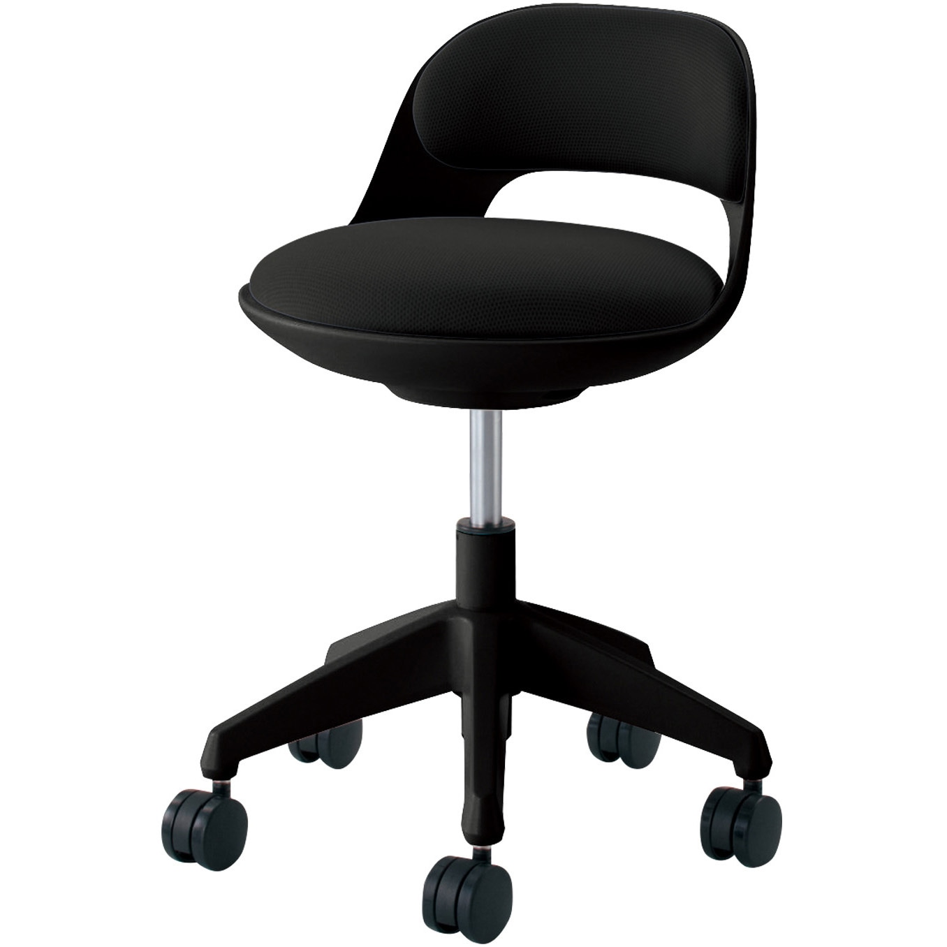 CR-G542E6G9B6-W 作業用イス ココット ロータイプ サポートシェルタイプ (配送・組立サービス付き) コクヨ あり(ナイロン)キャスター (座面)ブラック (背)ブラック色 質量6.8kg  CR-G542E6G9B6-W