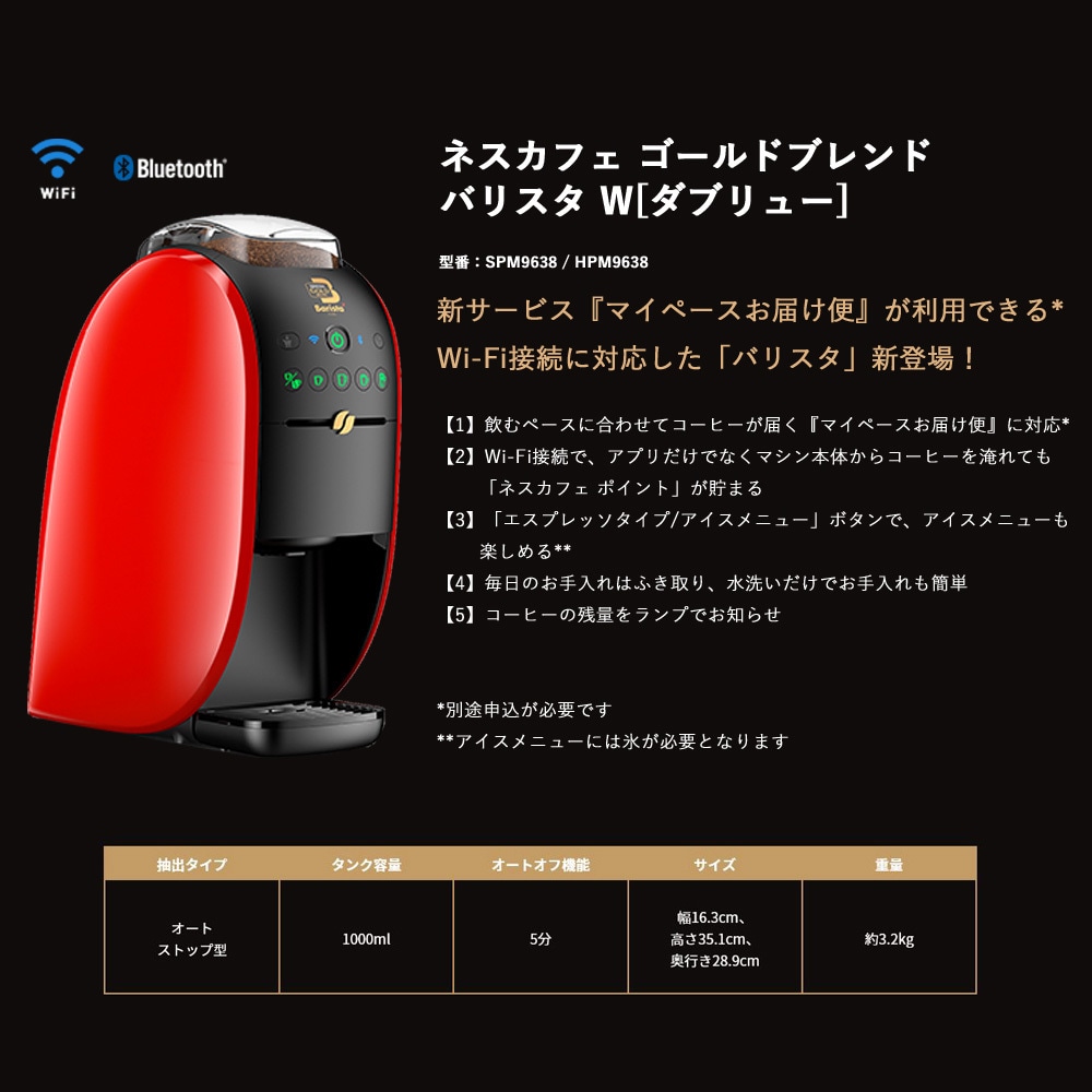 ネスカフェ ゴールドブレンド バリスタ ダブリュー SPM9638 レッド 1台 ネスレ 【通販モノタロウ】