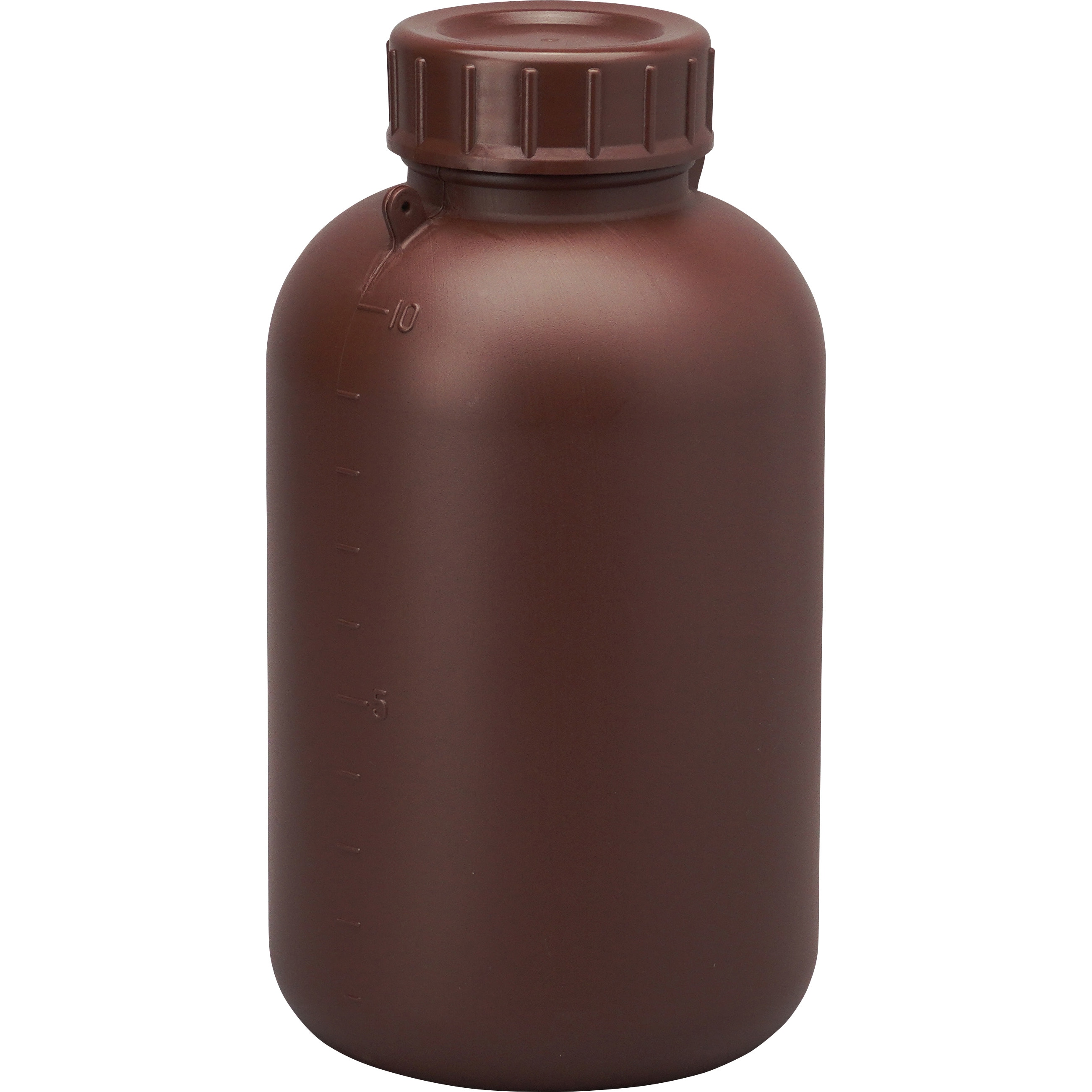 2917 PE広口遮光瓶 サンプラテック 目盛あり 茶色 ひもを通せる穴 1本