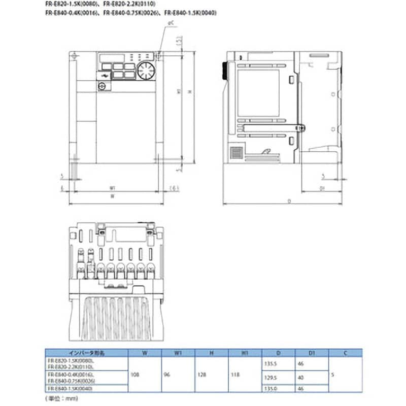 FR-E820-2.2K-1 インバータFREQROL-E800シリーズ 200Vクラス 三菱電機 保護構造:閉鎖型(IP20)(IEC 60529)  - 【通販モノタロウ】