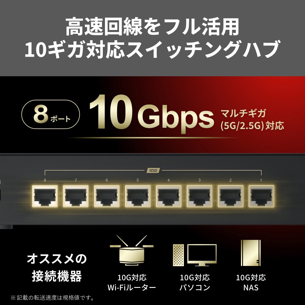 LXW-10G8 10GbE 8ポート スイッチングHub BUFFALO(バッファロー) 電源