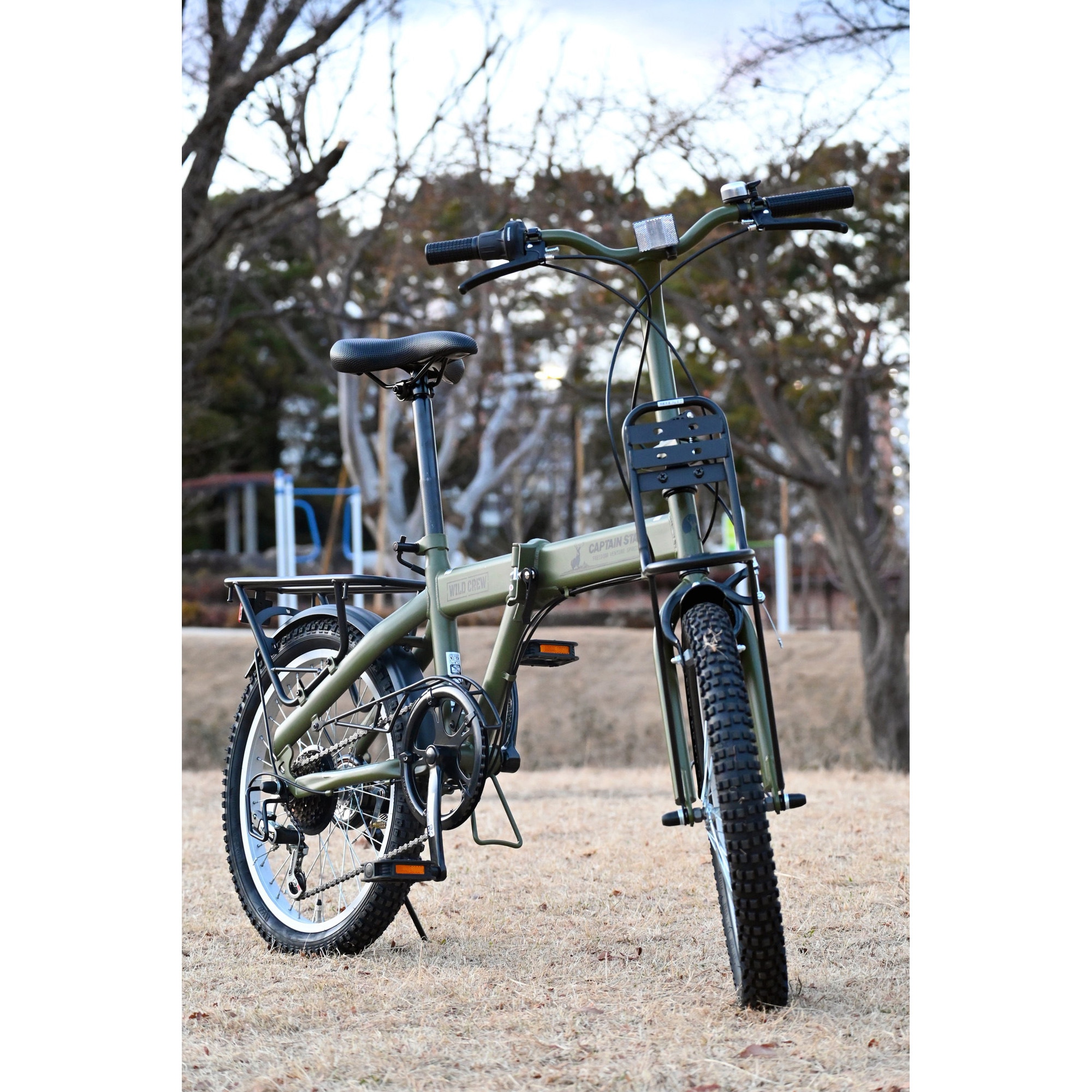 20吋 折り畳み自転車 外装6段/カーキ