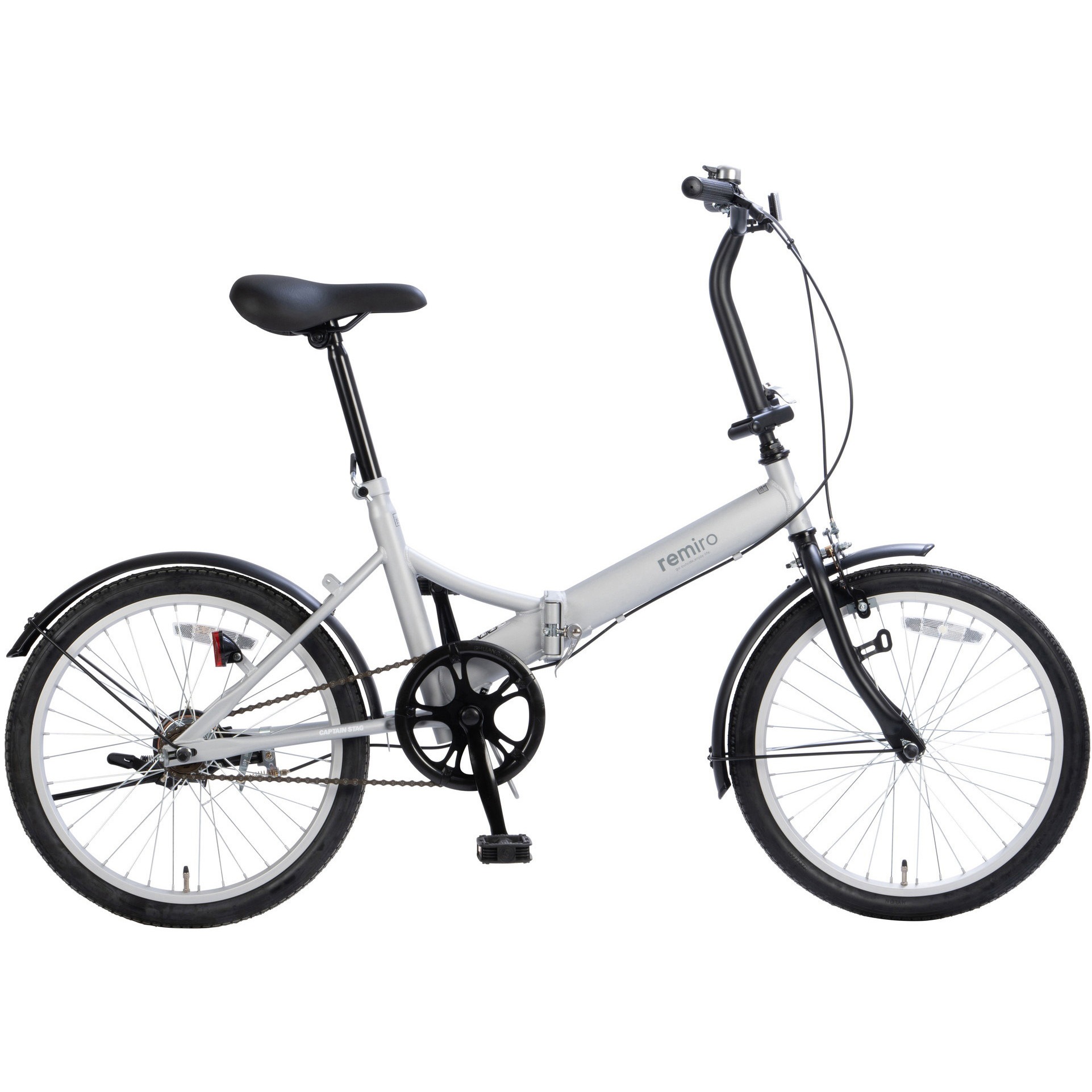 YG-1531 レミロ折りたたみ自転車20インチ CAPTAIN STAG マットシルバー色   YG-1531
