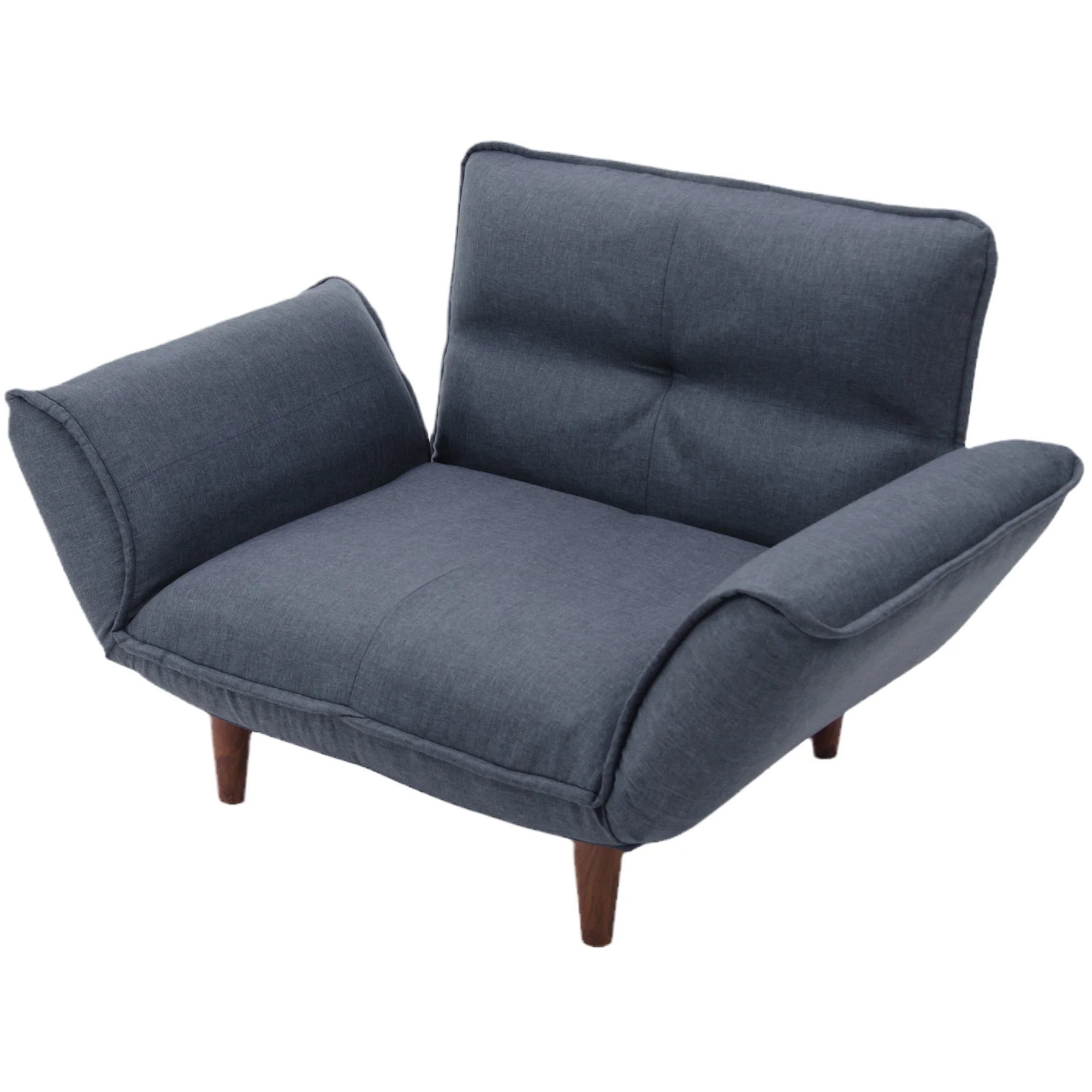 A282p-14段-612DBL 和楽の極 一人掛けソファ セルタン デニム調インディゴブルー色 高さ64.5cm幅88～127cm奥行き73.5～108.5cm