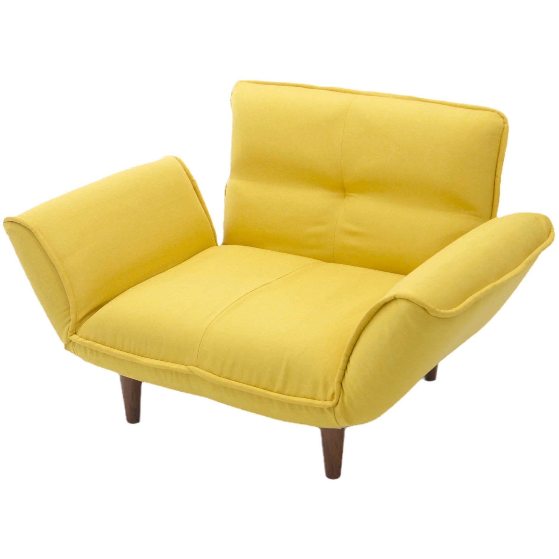 A282p-14段-630YE 和楽の極 一人掛けソファ セルタン ダリアンマスタード色 高さ64.5cm幅88～127cm奥行き73.5～108.5cm