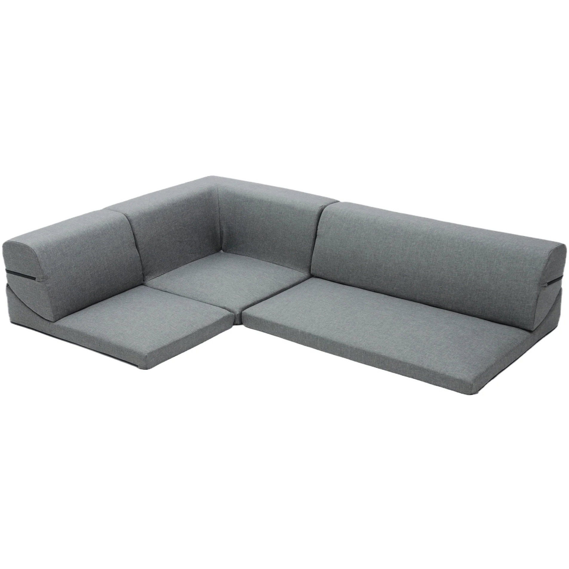 A318a-606GRY 和楽の庵 フロアソファ3点セット セルタン デニム調アッシュグレー色 質量18kg 高さ26.5～36cm幅177cm奥行き126.5cm  A318a-606GRY 14,615円