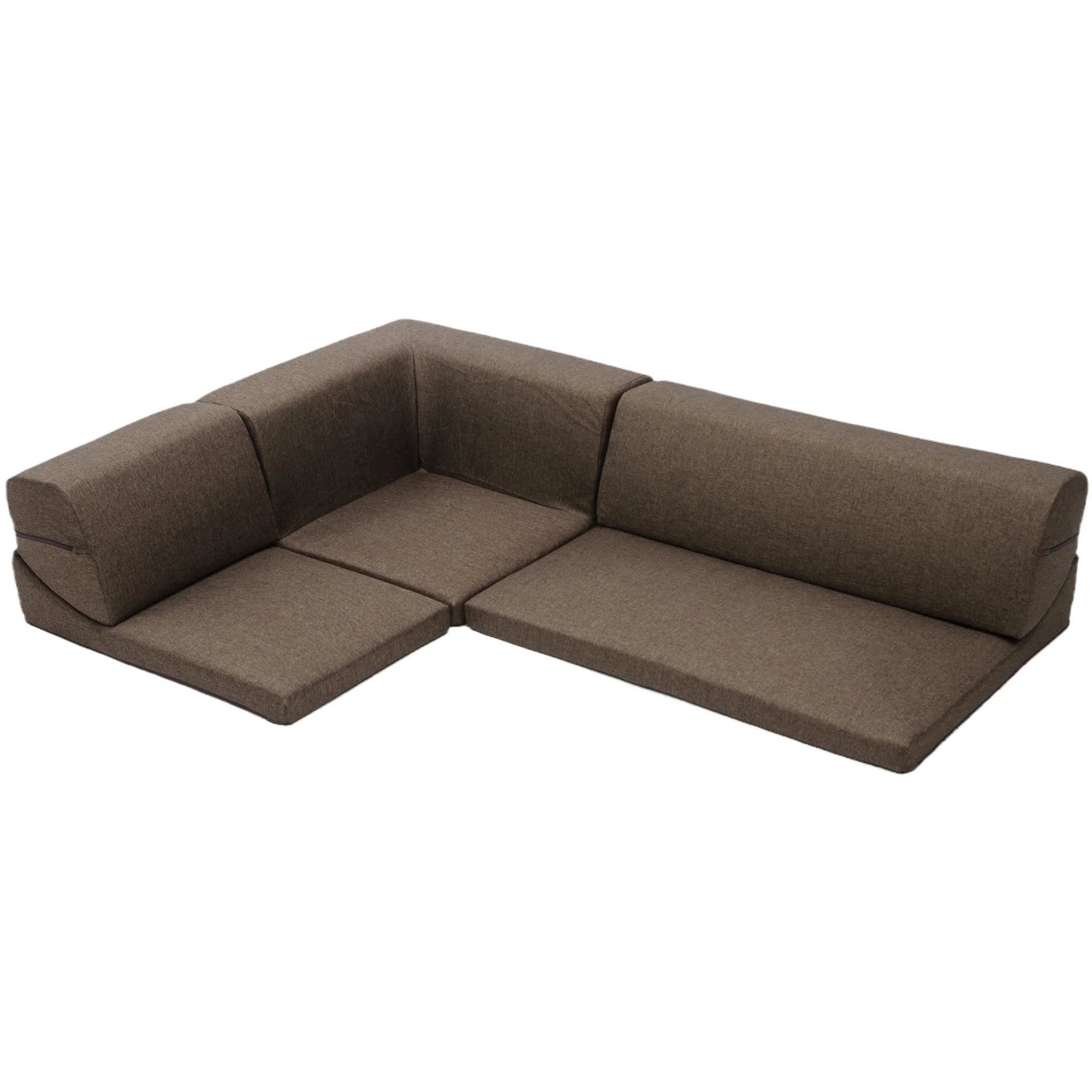 A318a-582BR 和楽の庵 フロアソファ3点セット セルタン タスクブラウン色 質量18kg 高さ26.5～36cm幅177cm奥行き126.5cm  A318a-582BR