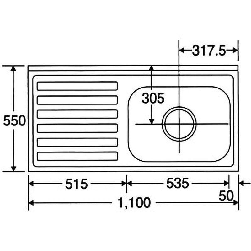 流し台　V55-140GL 流し台 V-TYPE 奥行550mm 大型ゴミ収納器付 公団型流し台 [V55-140G