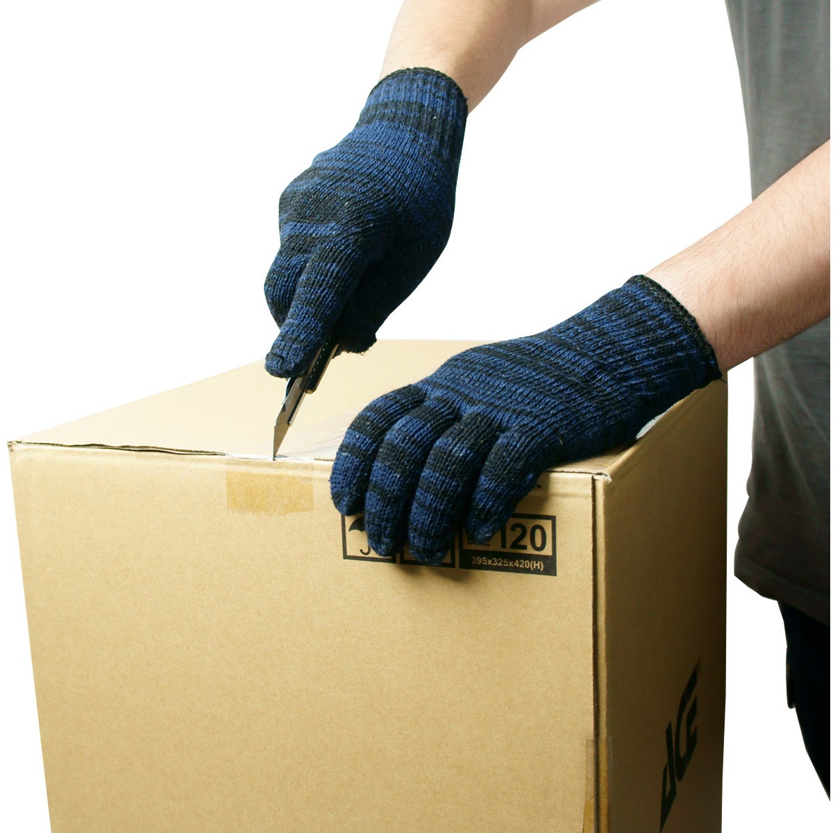 AG106 杢軍手ブラック×ネイビー2本編 ACE GLOVE(エースグローブ) 7
